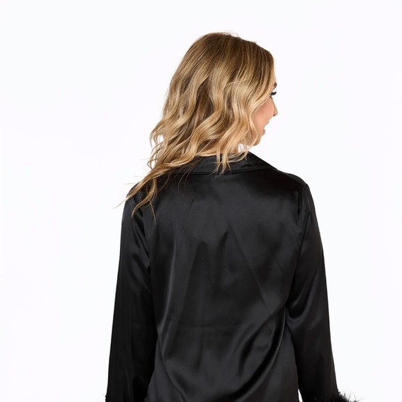 Buddy Love Prescott feather trim Pajama set in black - Picture 5 of 10